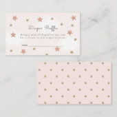 ピンクの金ゴールドスター&クラウドオムツラッフルチケット エンクロージャーカード (正面/裏面)