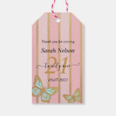 ピンクの金ゴールドストライプとバターフライ ギフトタグ (裏面)