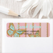 ピンクの金ゴールドストライプとバターフライ