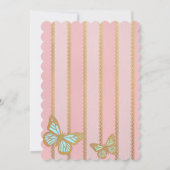 ピンクの金ゴールドストライプとバターフライ 招待状 (裏面)