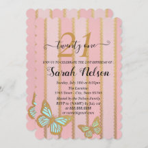 ピンクの金ゴールドストライプとバターフライ