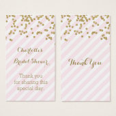 ピンクの金ゴールドストライプブライダルシャワーメッセージカード (正面&裏面)