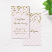 ピンクの金ゴールドストライプブライダルシャワーメッセージカード (デスク)