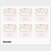 ピンクの金ゴールドストライプブライダルシャワーメッセージカード スクエアシール (シート)