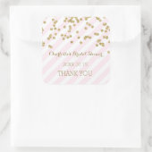 ピンクの金ゴールドストライプブライダルシャワーメッセージカード スクエアシール (バッグ)