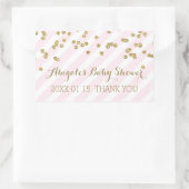 ピンクの金ゴールドストライプ赤ちゃんシャワーお気に入りシール 長方形シール (バッグ)