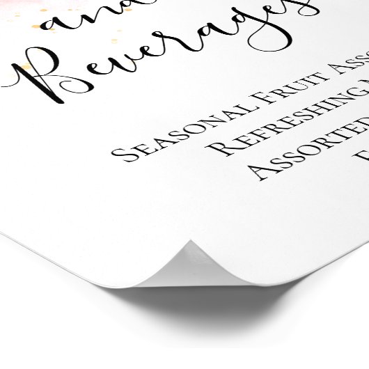 ピンクの金ゴールドスナックとドリンク赤ちゃんシャワーのサイン ポスター (角)