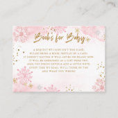 ピンクの金ゴールドスノーフレーク赤ちゃんシャワーブックリクエスト エンクロージャーカード (正面)