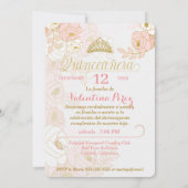 ピンクの金ゴールドスペインのフローラキンセアニェラと写真 招待状 (裏面)