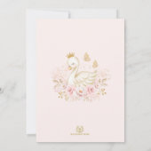 ピンクの金ゴールドスワンプリンセスバルーンガールベビーシャワー サンキューカード (裏面)