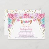 ピンクの金ゴールドティール(緑がかった色)フローラ子猫ブックベビー囲い エンクロージャーカード (正面/裏面)