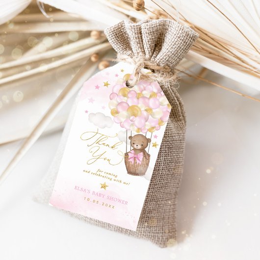 ピンクの金ゴールドテディベア熱い空気バルーンクラウドスター ギフトタグ