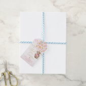 ピンクの金ゴールドテディベア熱い空気バルーンクラウドスター ギフトタグ (より糸付き)