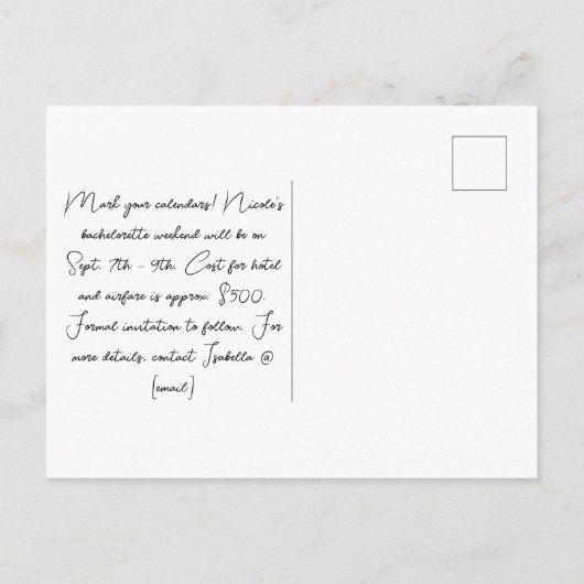 ピンクの金ゴールドディスコバチェロレッテ週末の保存日付 ポストカード (裏面)