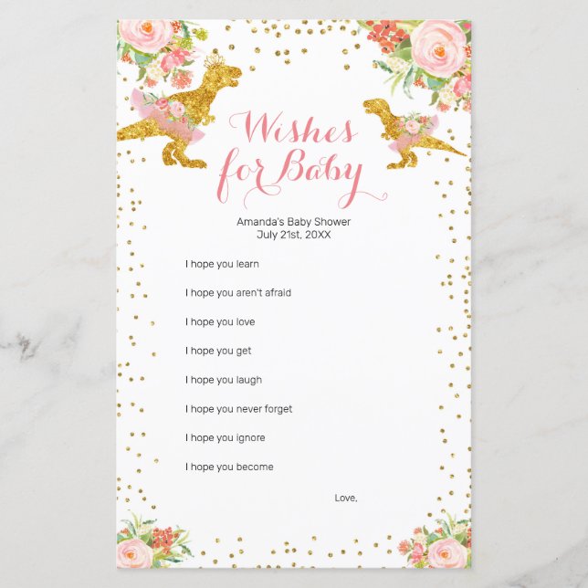 ピンクの金ゴールドディーノガールウィッシュベビーゲーム (正面)