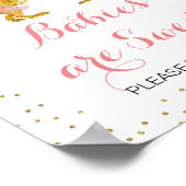 ピンクの金ゴールドディーノガールベビーは甘いサイン ポスター (角)