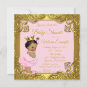 ピンクの金ゴールドトゥチュエスニックプリンセスベビーシャワー 招待状 (裏面)