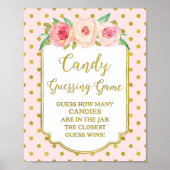 ピンクの金ゴールドドットキャンディ推測ゲームの看板 ポスター (正面)