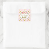 ピンクの金ゴールドドット彼女がメッセージカードする準備ができてポップ・アートの スクエアシール (バッグ)