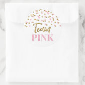 ピンクの金ゴールドドット性別が赤ちゃんシャワーチームピンクを明らかにする ラウンドシール (バッグ)
