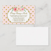 ピンクの金ゴールドドット赤ちゃんシャワーブックリクエストカード エンクロージャーカード (正面/裏面)