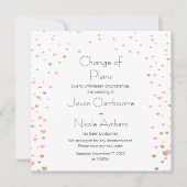 ピンクの金ゴールドハートカスケード計画の変更 招待状 (正面)