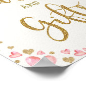 ピンクの金ゴールドハートカードギフトベビーシャワー誕生日 ポスター (角)