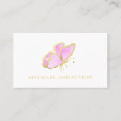 ピンクの金ゴールドバタフライラッシュアフターケアの指示 名刺 (正面)
