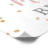 ピンクの金ゴールドバラブライダルシャワーウェルカムサイン ポスター (角)