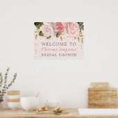 ピンクの金ゴールドバラブライダルシャワー ポスター (キッチン)