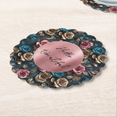 ピンクの金ゴールドバラ ペーパーコースター (アングル)