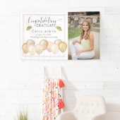 ピンクの金ゴールドバルーン1枚の写真卒業バナー 横断幕 (インサイチュ)