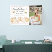 ピンクの金ゴールドバルーン1枚の写真卒業バナー 横断幕 (トレードショー)