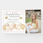 ピンクの金ゴールドバルーン1枚の写真卒業バナー 横断幕 (横)