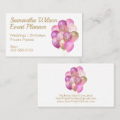 ピンクの金ゴールドバルーン 名刺 (正面/裏面)