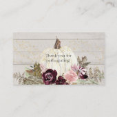 ピンクの金ゴールドバーガンディフローラカボチャのブックリクエスト 名刺 (裏面)