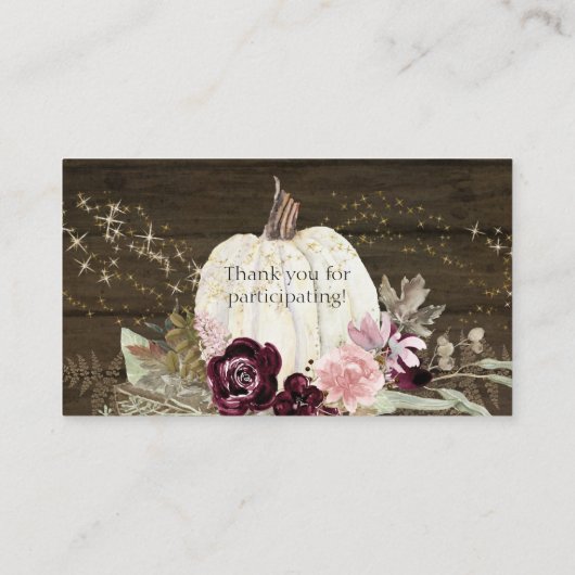 ピンクの金ゴールドバーガンディフローラカボチャの木の本 名刺 (裏面)