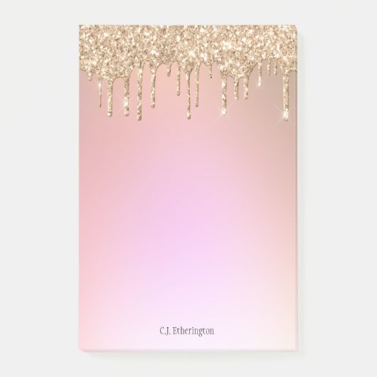 ピンクの金ゴールドパーソナライズされた ポストイット (正面)