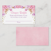 ピンクの金ゴールドパープルの女の子の赤ちゃんシャワーおむつラッフル エンクロージャーカード (正面/裏面)