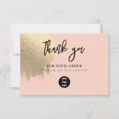 ピンクの金ゴールドビジネスありがとうロゴソーシャルメディア サンキューカード (正面)