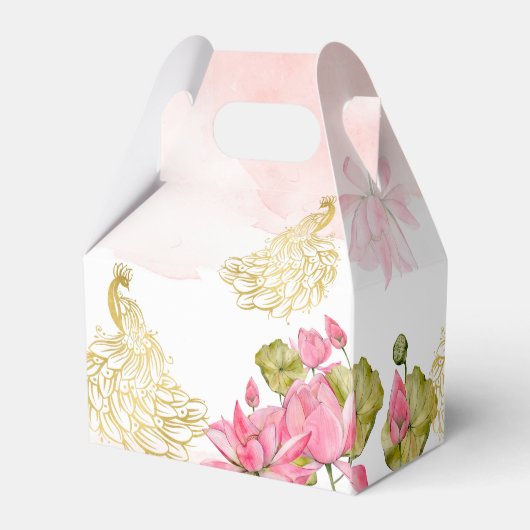 ピンクの金ゴールドピーコックロータス結婚インディアンの感謝していユーザ フェイバーボックス (裏面サイド)