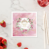 ピンクの金ゴールドフェアヤブルプリンセスクラウン誕生日ナプキン スタンダードカクテルナプキン (インサイチュ)