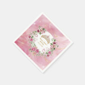 ピンクの金ゴールドフェアヤブルプリンセスクラウン誕生日ナプキン スタンダードカクテルナプキン (角)