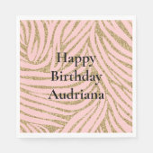 ピンクの金ゴールドフェイクグリッターゼブラプリント スタンダードランチョンナプキン (正面)