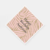 ピンクの金ゴールドフェイクグリッターゼブラプリント スタンダードランチョンナプキン (角)
