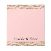 ピンクの金ゴールドフェイクグリッターゼブラプリント ノートパッド (正面)