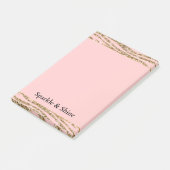ピンクの金ゴールドフェイクグリッターゼブラプリント ポストイット (アングル)