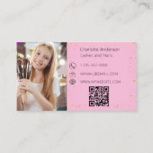 ピンクの金ゴールドフォトロモダンゴQRコード 名刺 (裏面)