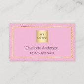 ピンクの金ゴールドフォトロモダンゴQRコード 名刺 (正面)