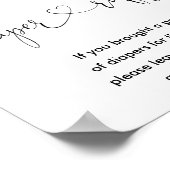 ピンクの金ゴールドフローラおむつラッフルサイン女の子シャワー ポスター (角)